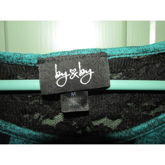 By & By Women's Teal & Black Striped Dolman Short Sleeve Pullover Blouse Size M - Picture 4 of 12